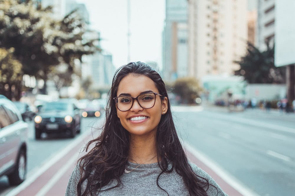 Woman standing in a street